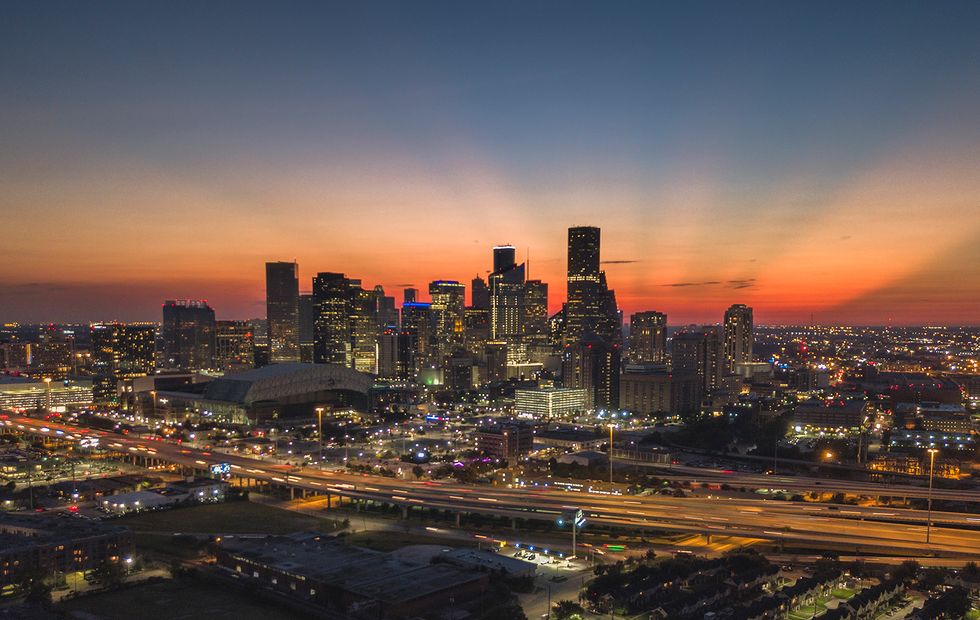 Dallas skyline celebrated Houston Astros World Series win